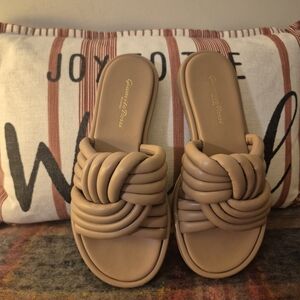 Gianvito Rossi Plush Beige Braided Slide Sandals Size 36.5 EU / 6.5 US